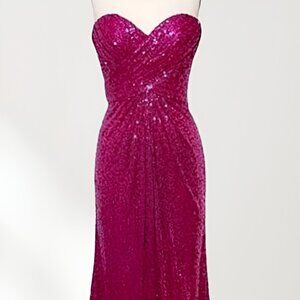 Magenta sequin La Femme prom / bridesmaid dress - sweetheart neckline